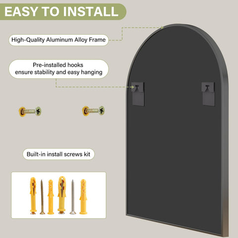 XRAMFY arch mirror in a bedroom dresser setup adds depth and light.