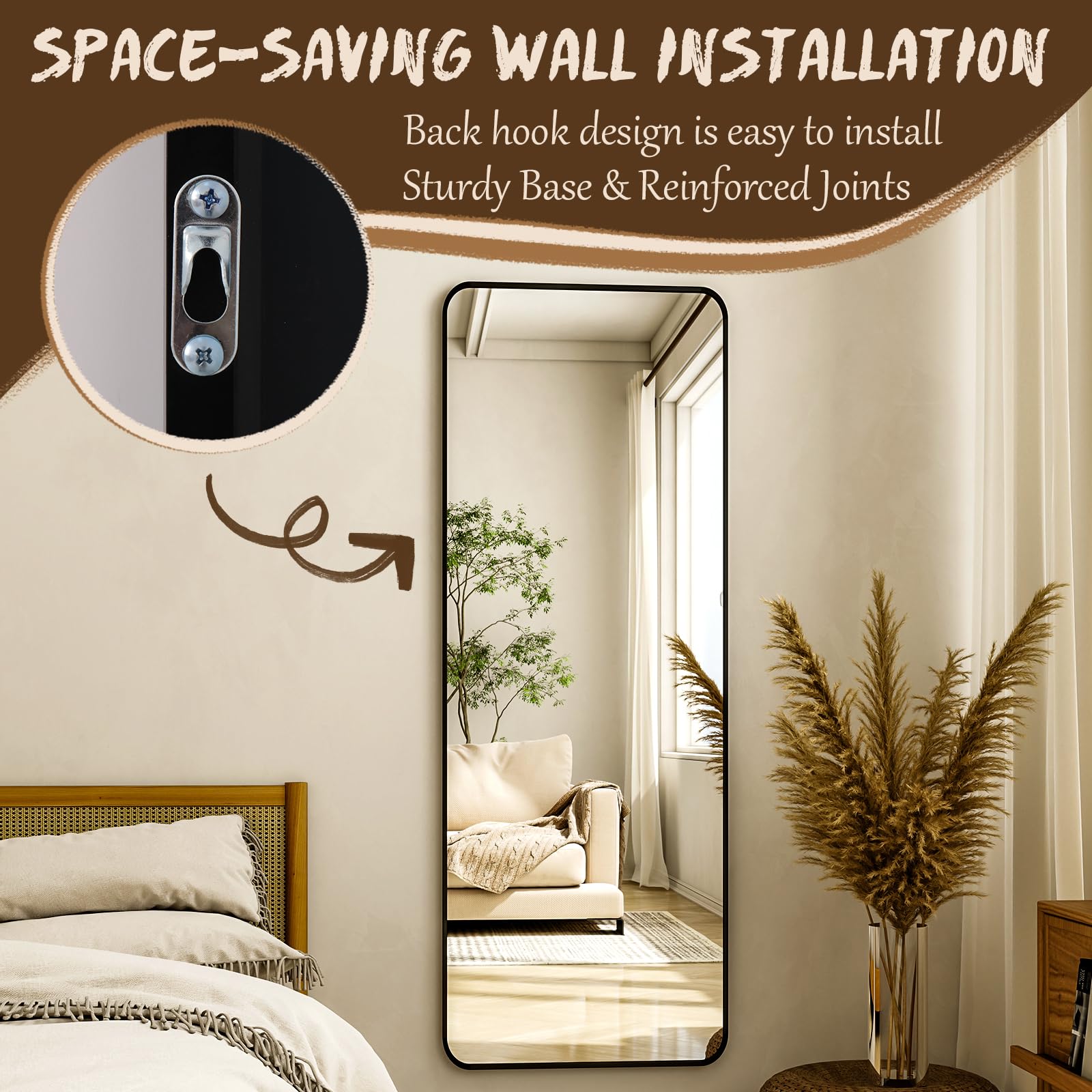 XRAMFY mirror suits bedrooms and living spaces with reflective ambiance.