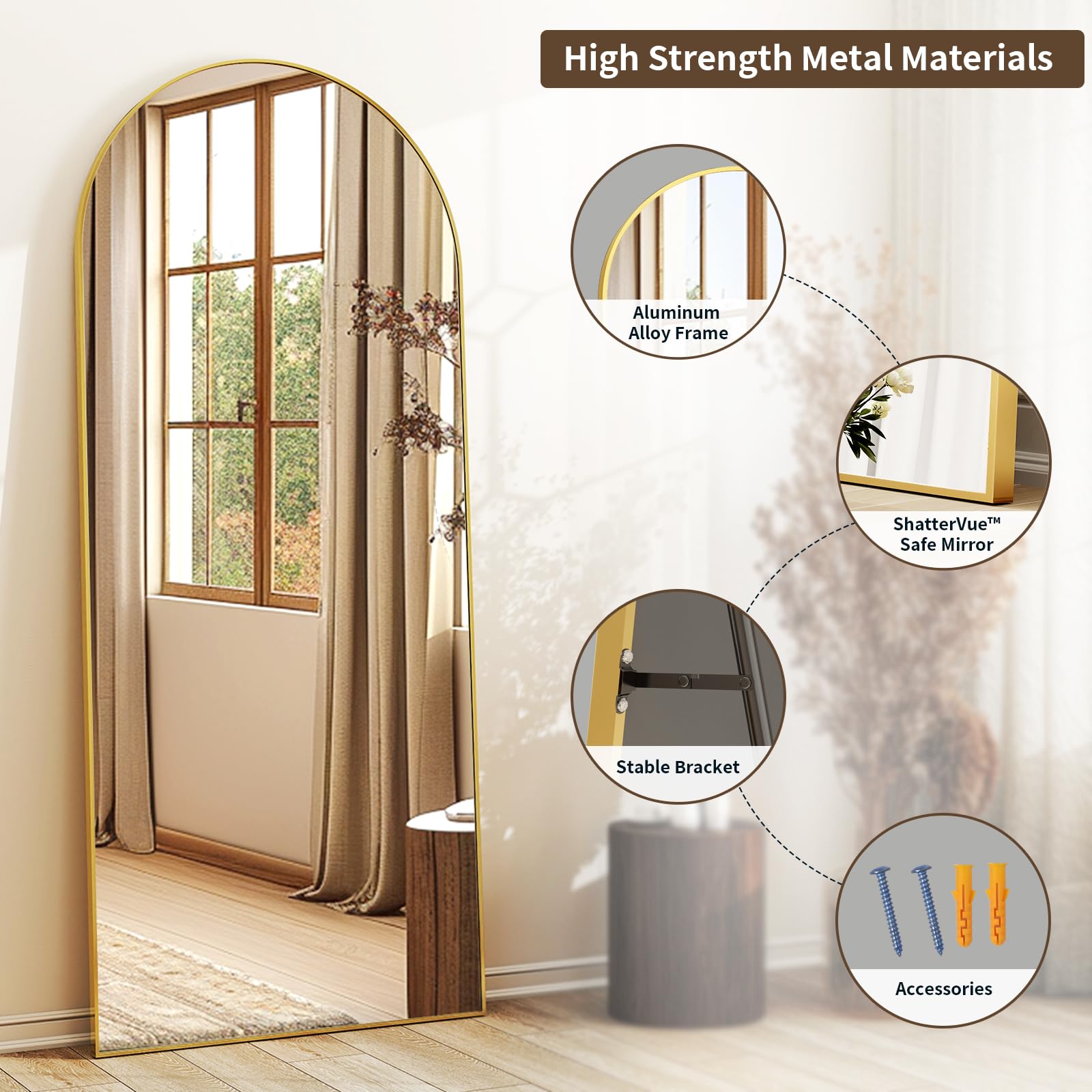 XRAMFY floor mirror with stand offers flexible placement and tilt options.