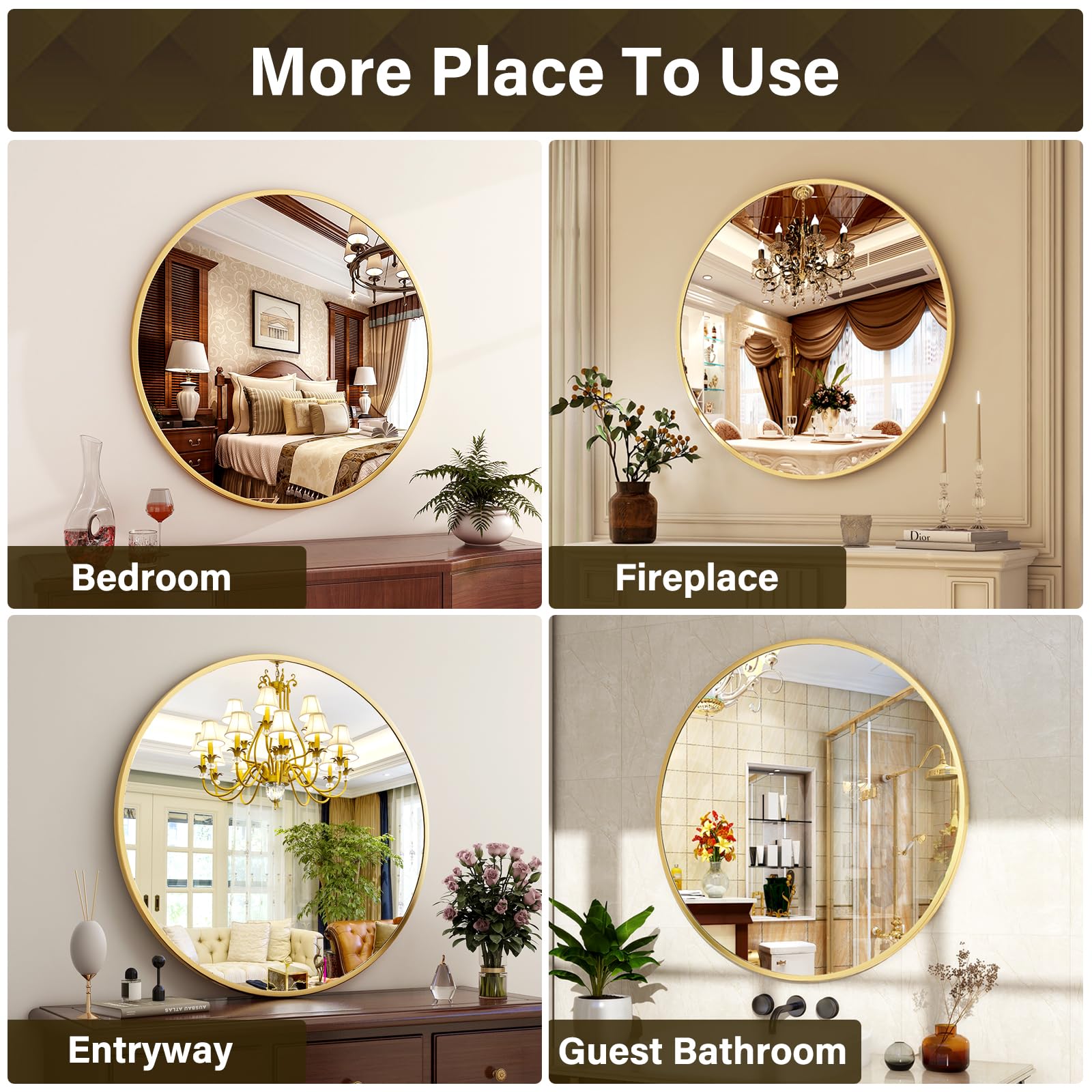XRAMFY matte gold circle wall mirror for living room styling