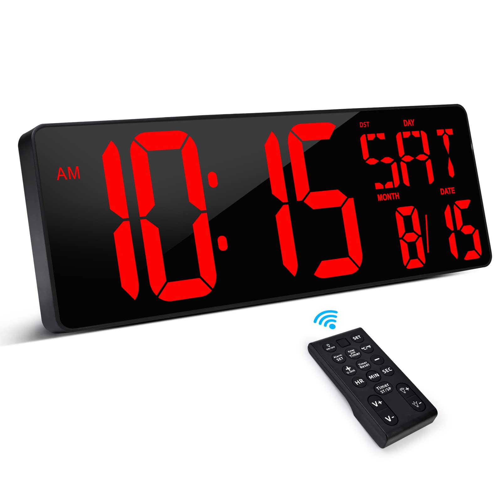 XREXS large clock display shows time, date and temperature for quick reading.