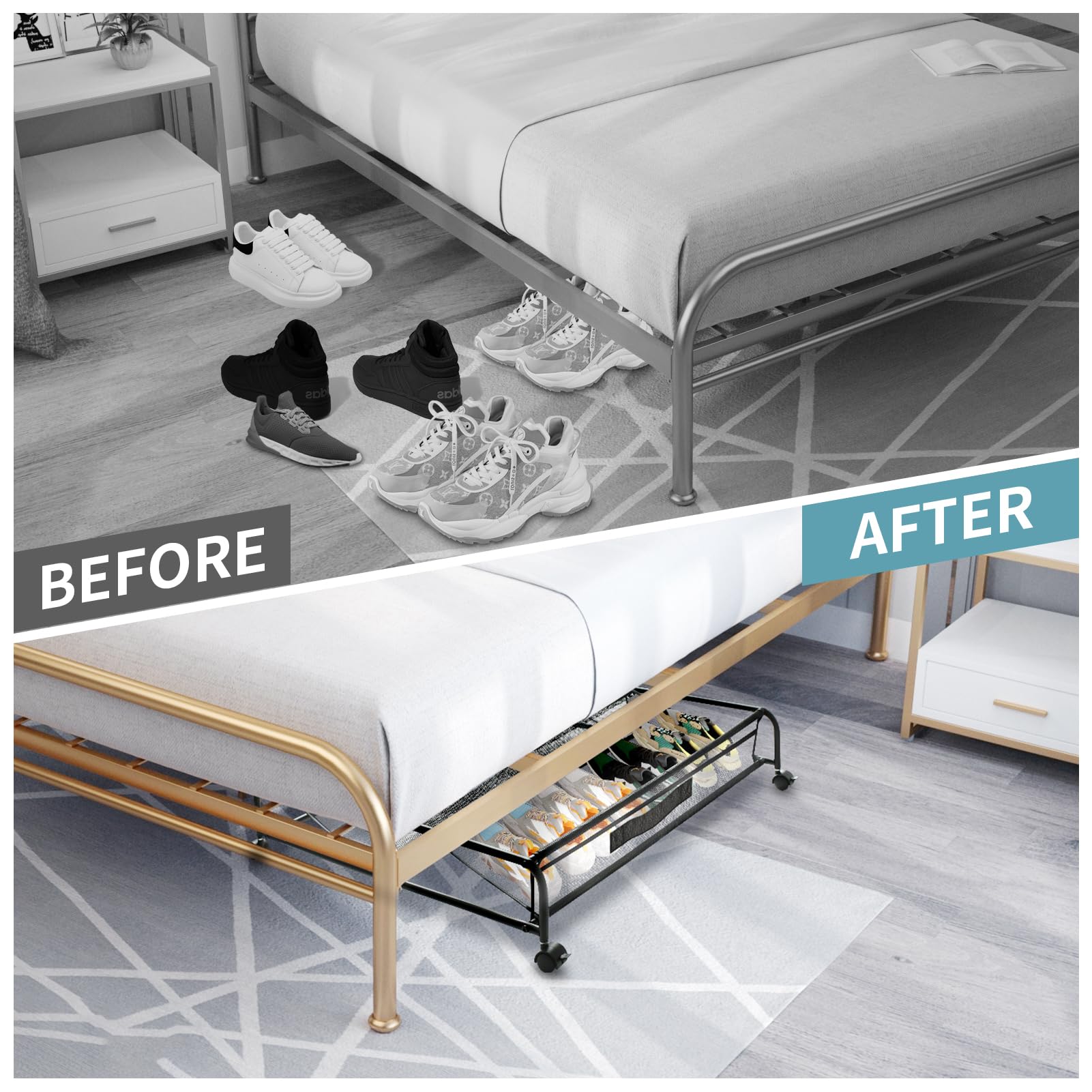 XSCQ compact under-bed dimensions fit under most beds and sofas.