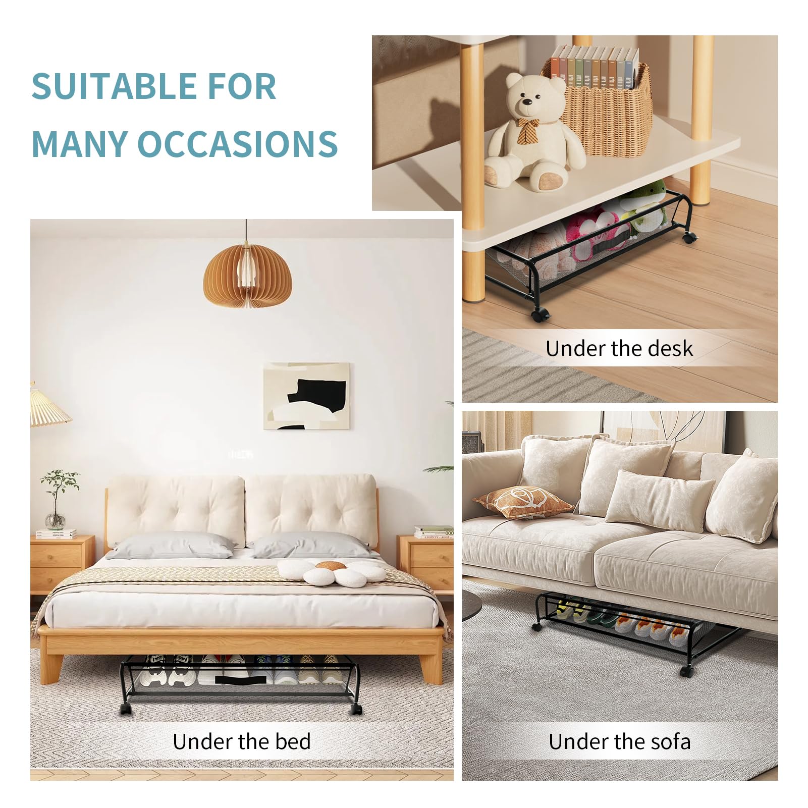 XSCQ multi-use under-bed storage suitable for shoes in multiple spaces.