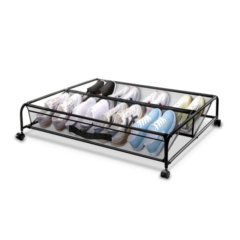 XSCQ under bed shoe storage with wheels keeps shoes organized and accessible.