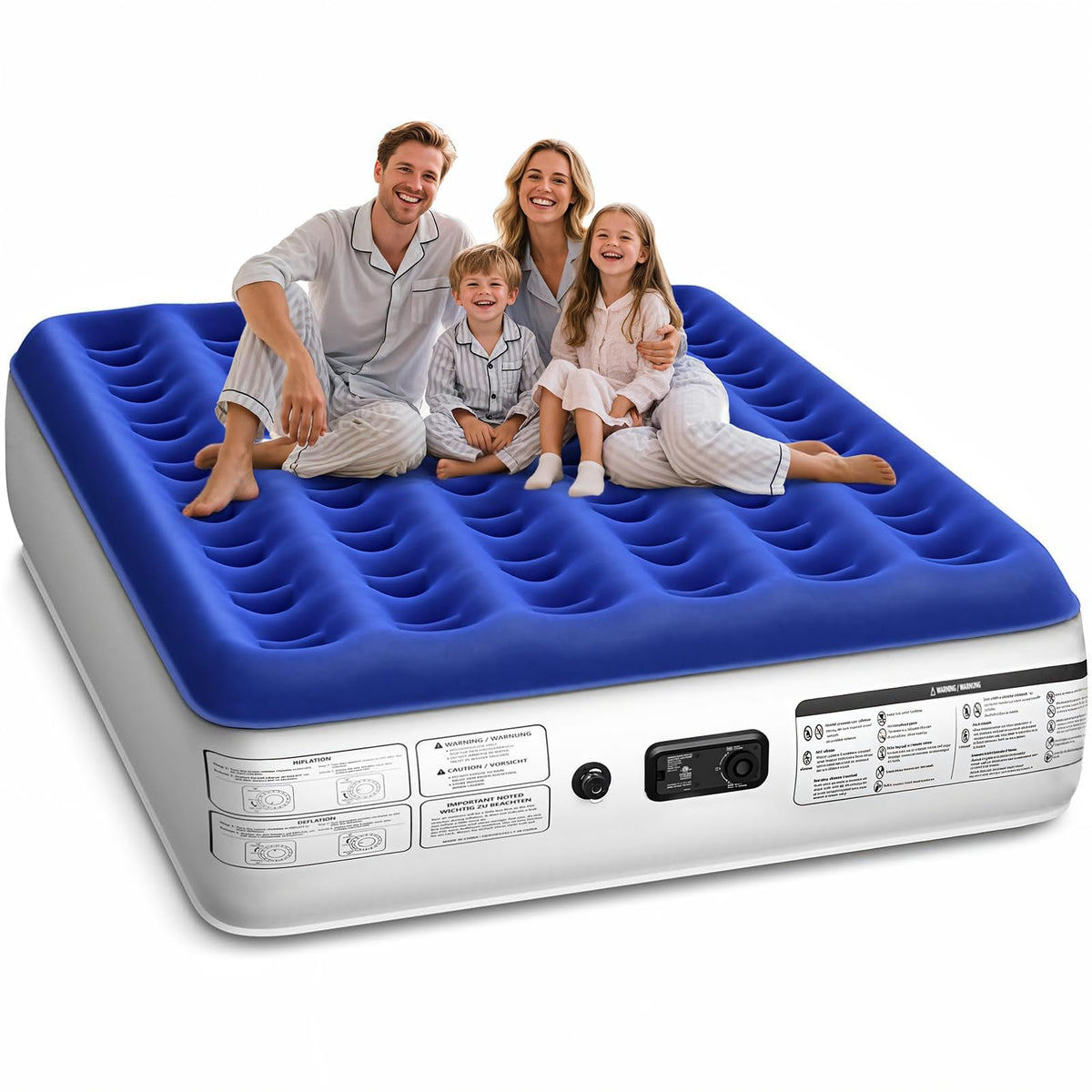 Xsleep Queen air mattress with built-in pump for quick setup.