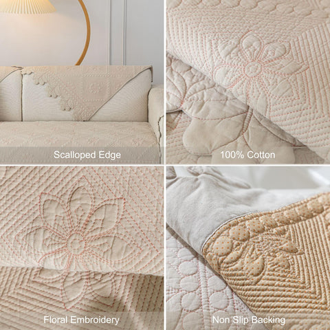 XSlive khaki slipcover complements light interiors while protecting furniture