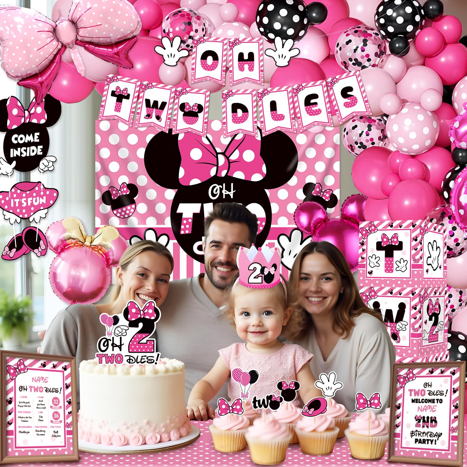 XSOOH Oh Twodles foil balloons in pink and gold add festive sparkle