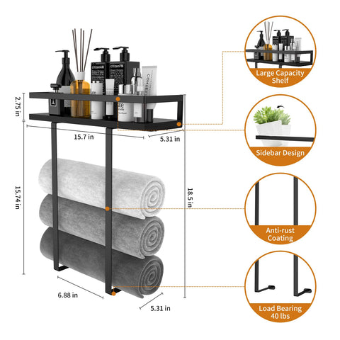 Side enclosure on Xstydes towel rack prevents items from slipping