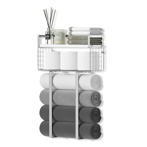 Xstydes towel rack over toilet in silver enhances compact bathroom storage