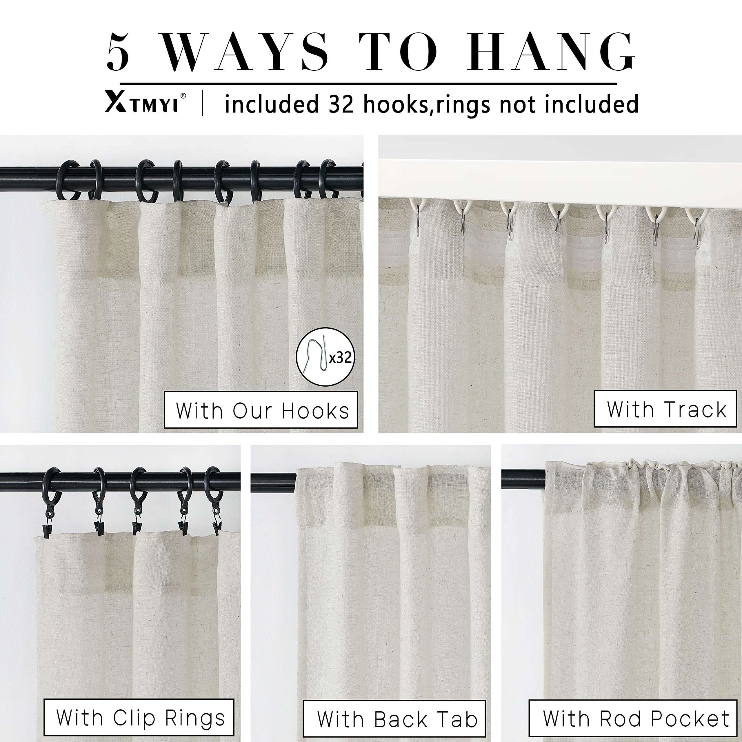 XTMYI curtains with 32 hooks offer versatile hanging options