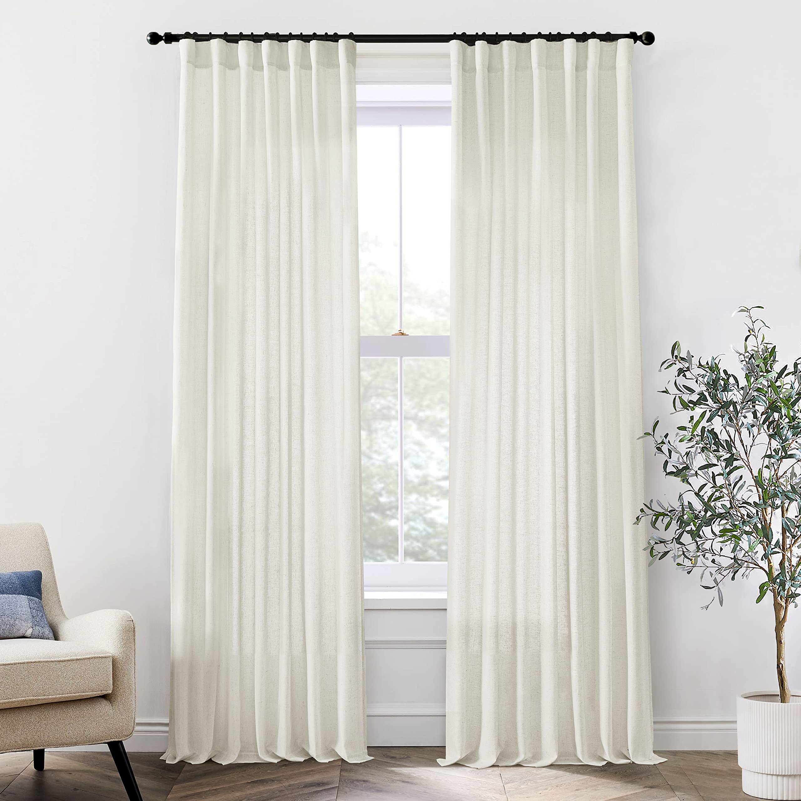 XTMYI linen cotton farmhouse curtains in cream soften natural light with privacy