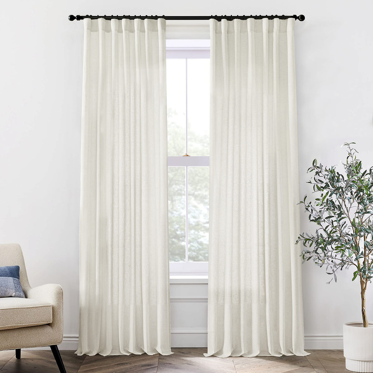 XTMYI linen cotton farmhouse curtains in cream soften natural light with privacy