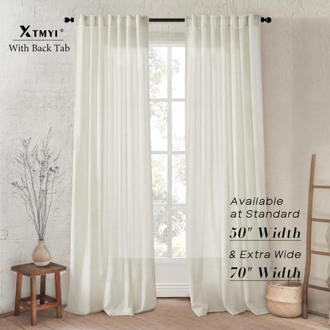 XTMYI semi-sheer ivory panels filter sunlight while preserving view