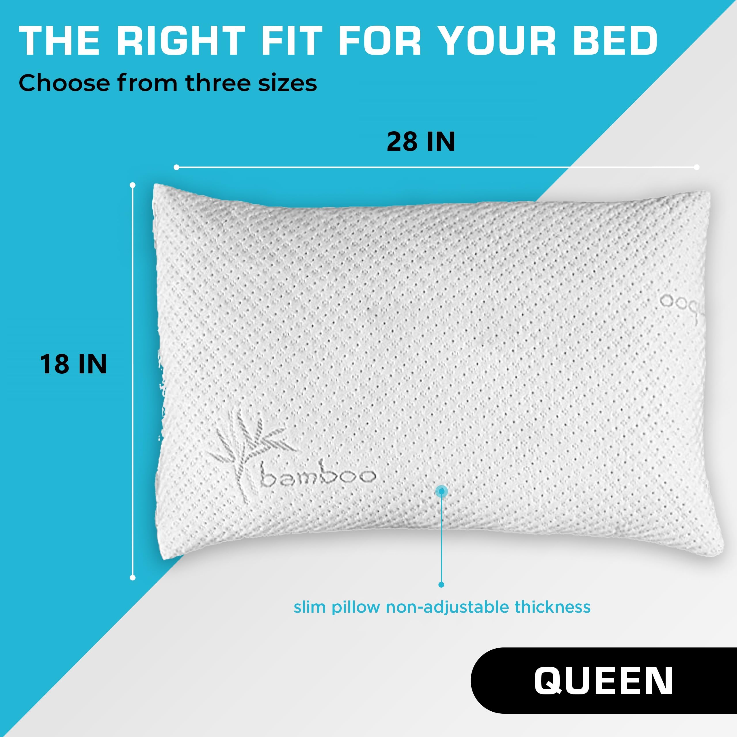 Xtreme Comforts GREENGUARD queen pillow side profile highlighting neck support for all-night alignment.