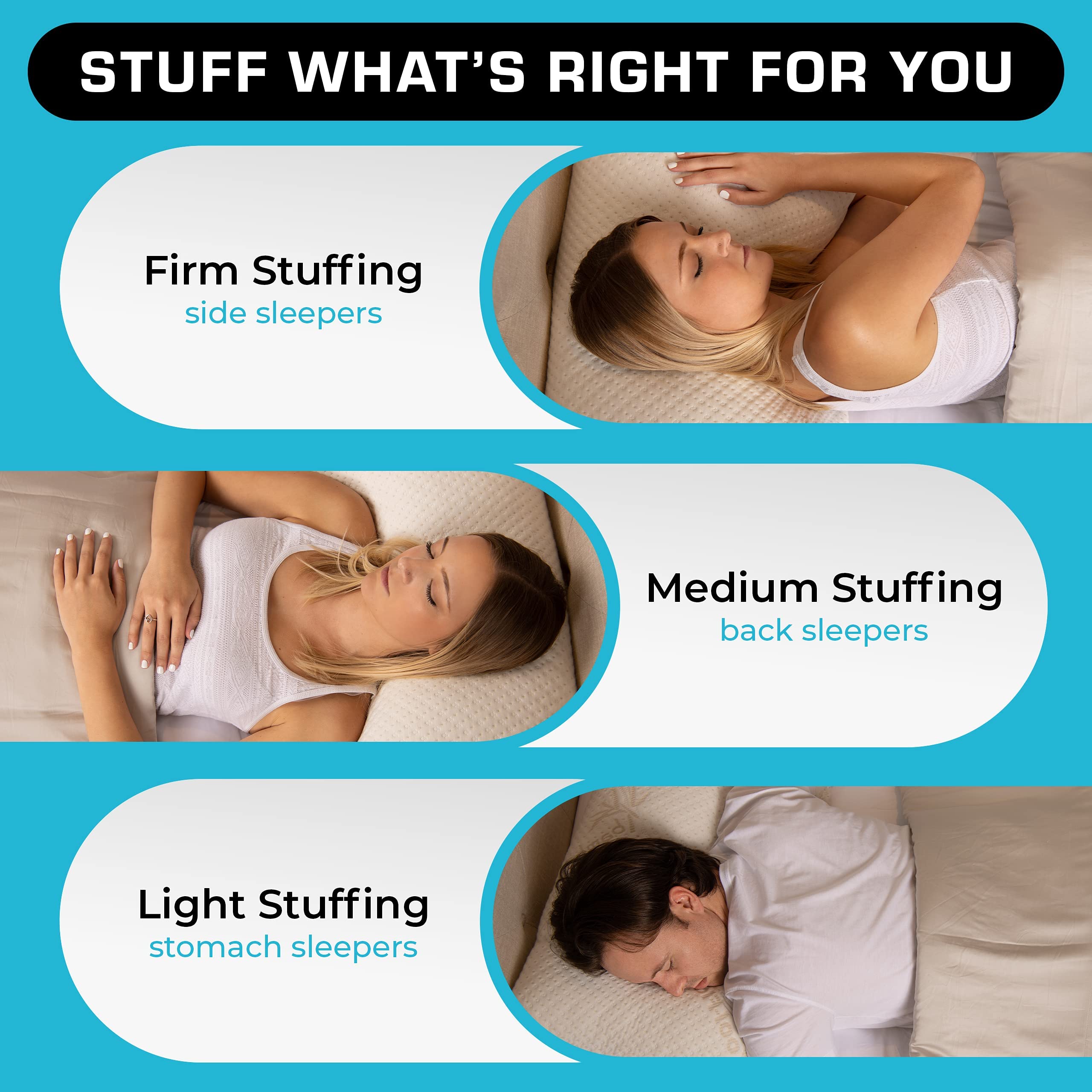 Xtreme Comforts stomach-sleeper option keeps head level and relaxed