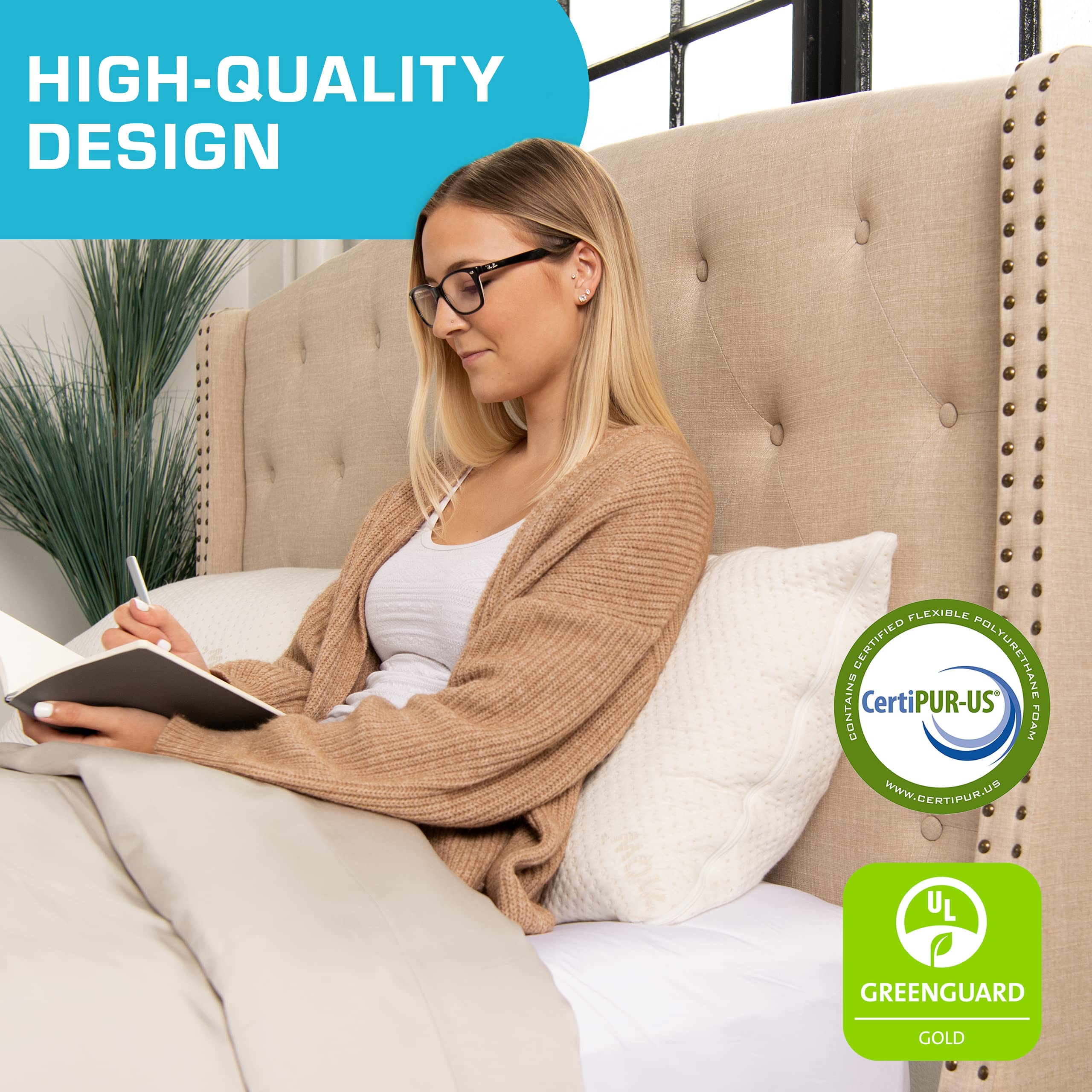 Xtreme Comforts pillow breathable cover close-up ensures cooling during warm nights.