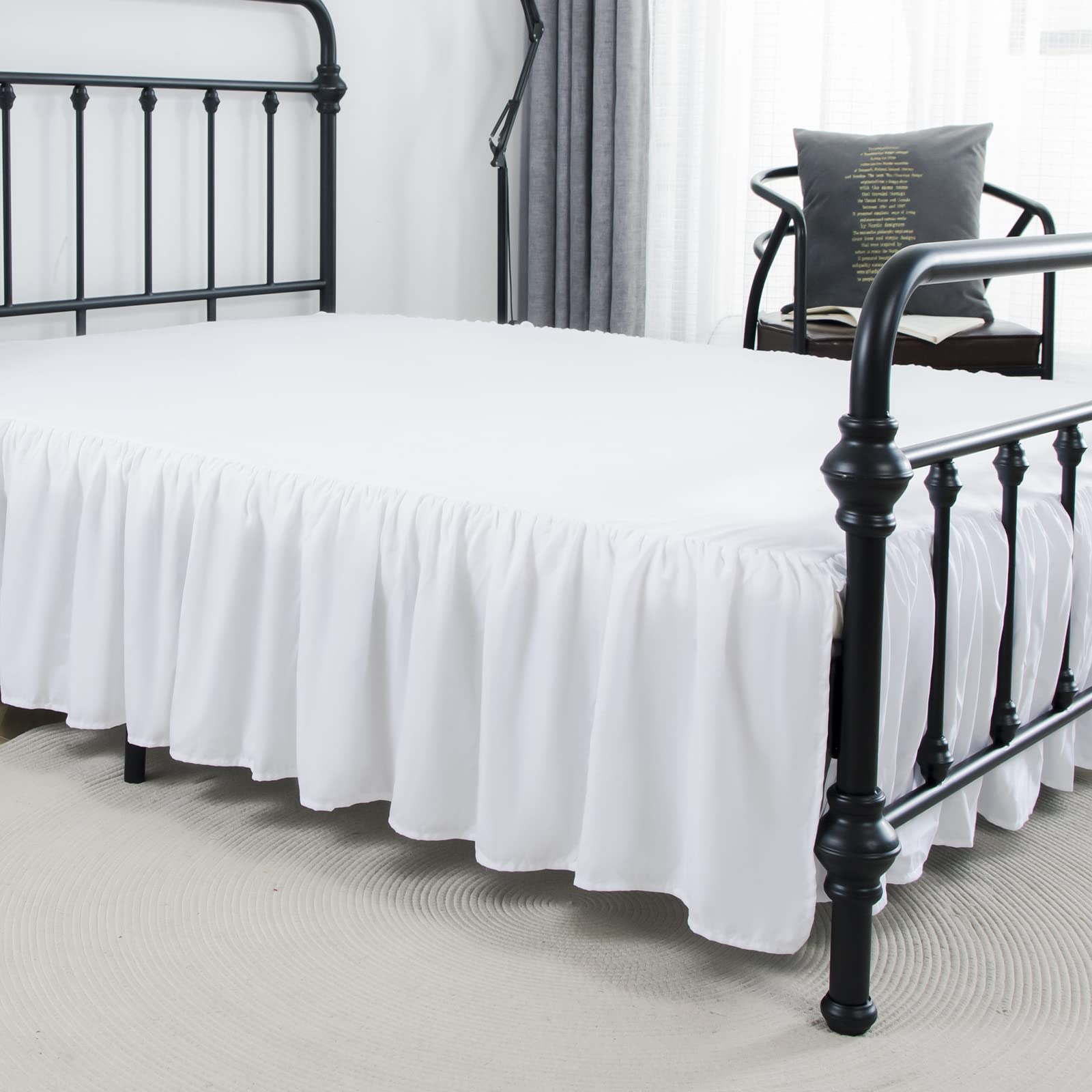 Xuan Dian bed skirt is machine washable and fade resistant for easy care.