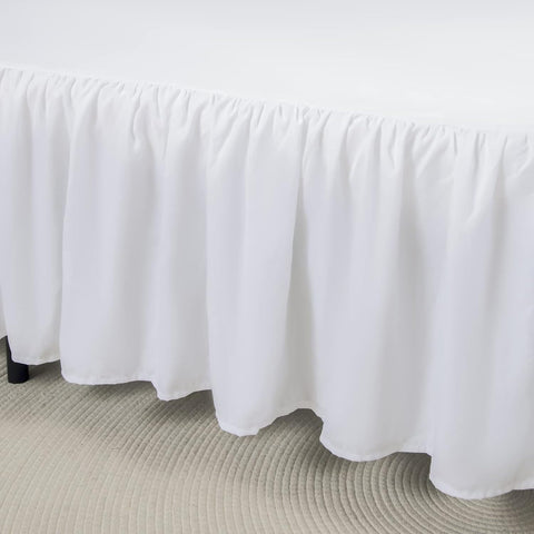 Xuan Dian queen bed skirt white close-up shows clean, crisp fabric.