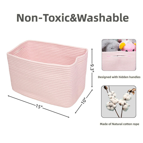 Three light pink storage baskets by XUANGUO for closet organization.