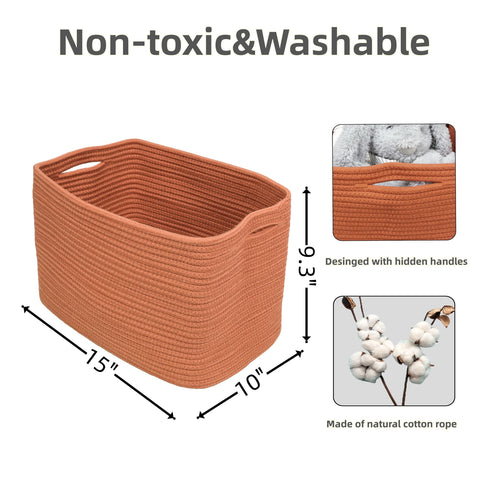 Xuanguo cotton rope basket rust on shelf helps organize clutter stylishly.