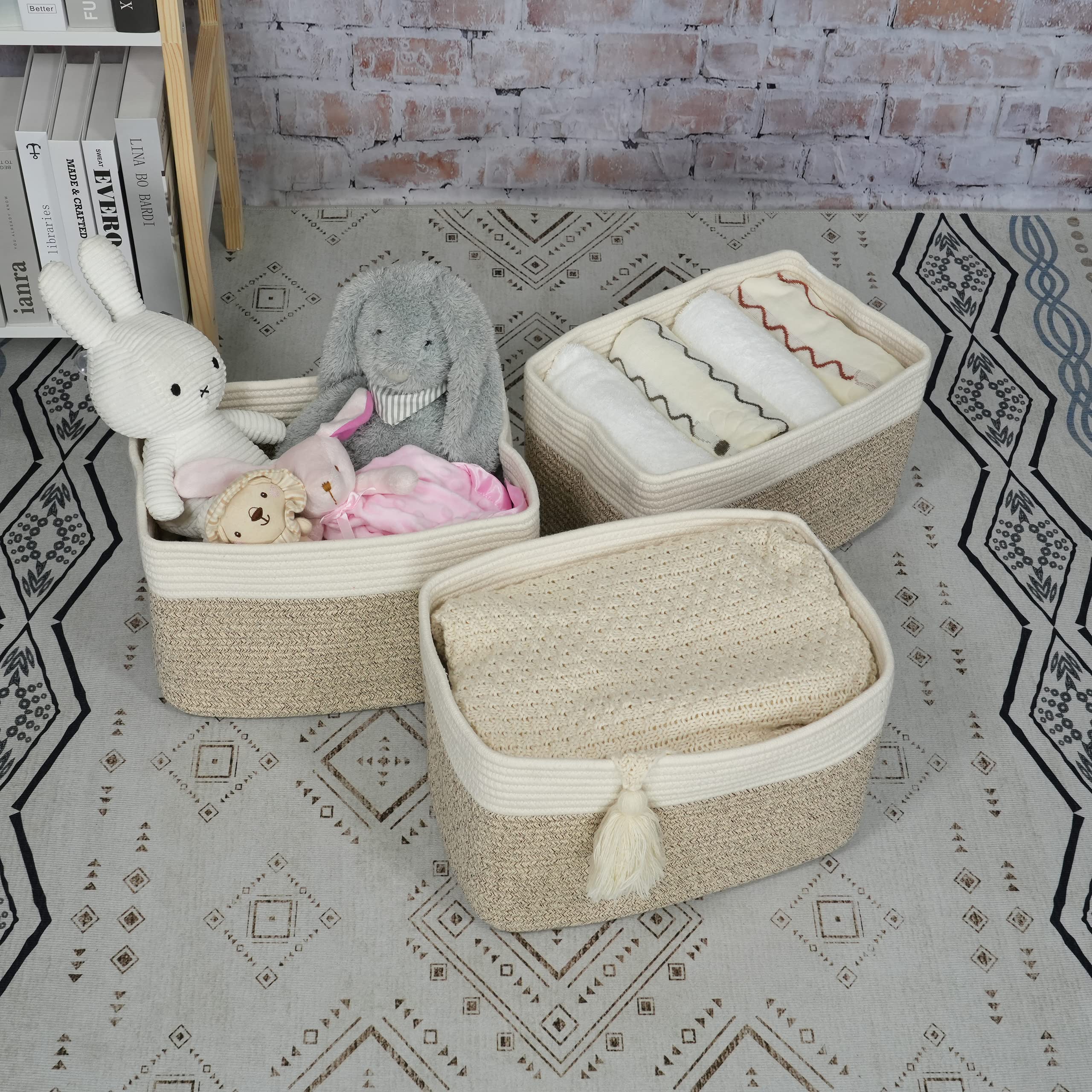 XUANGUO basket with books on shelf keeps shelves tidy