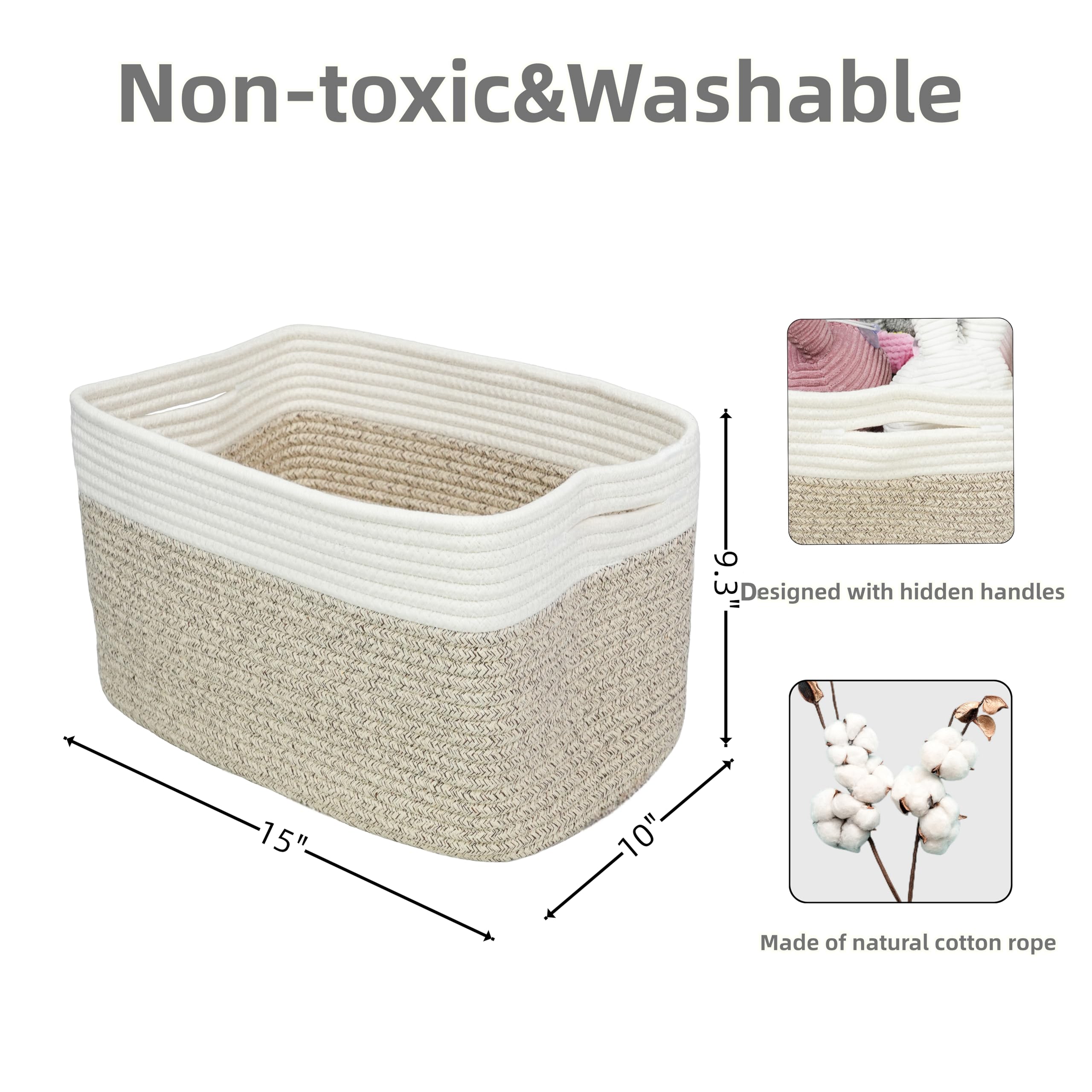 XUANGUO cotton rope storage basket rectangle empty shows foldable design for compact storage