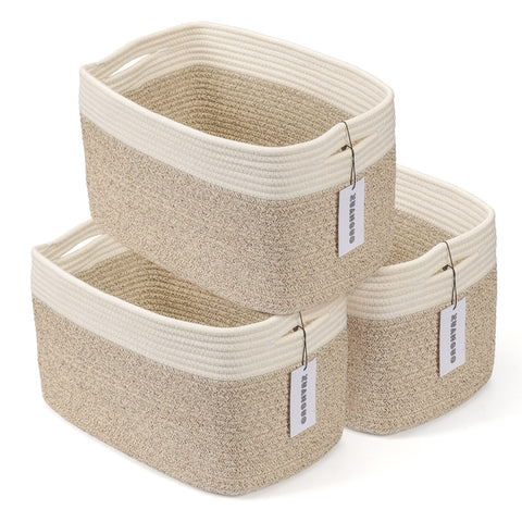 XUANGUO cotton rope storage basket rectangle front view ideal for shelf organization