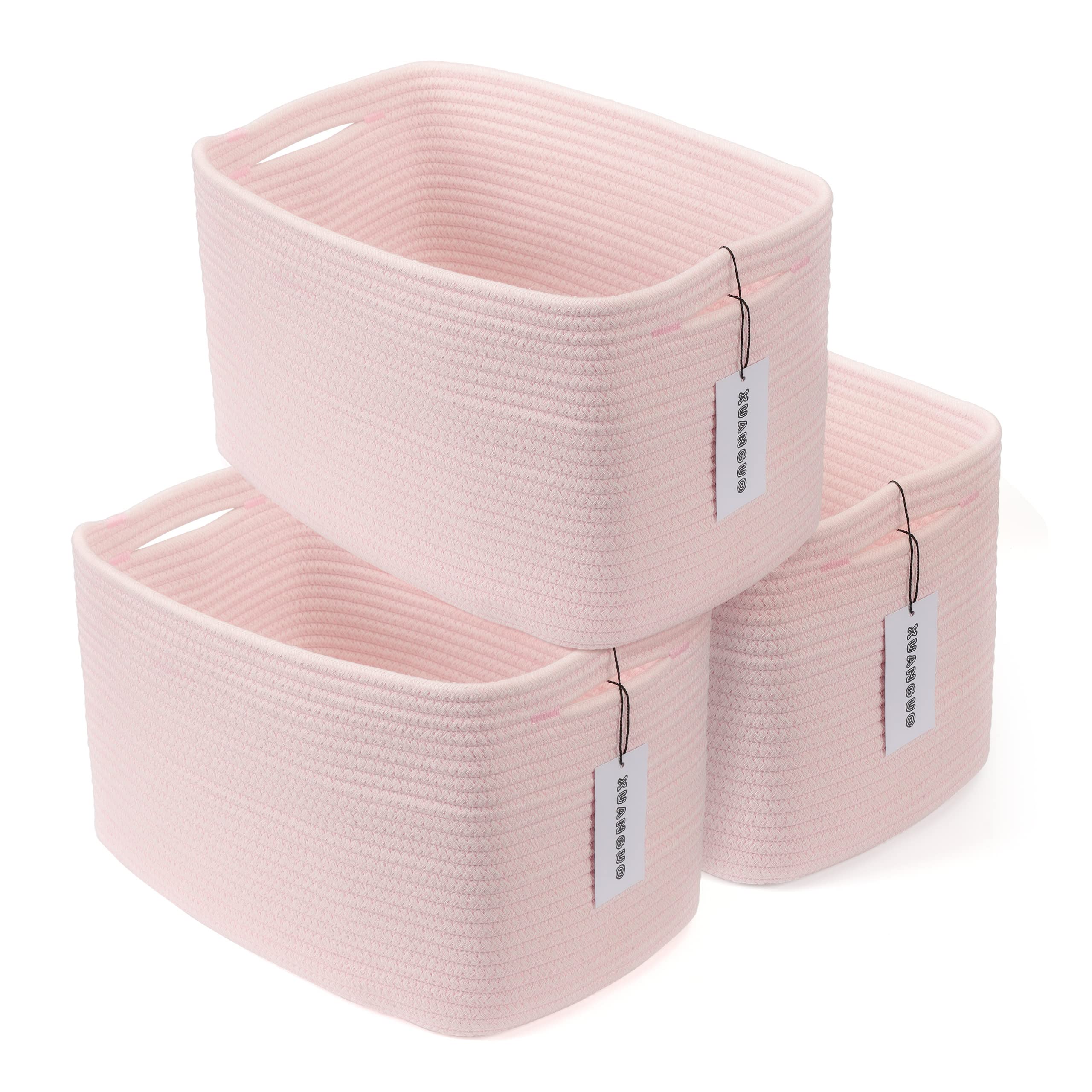 XUANGUO cotton rope storage basket front view on a shelf.