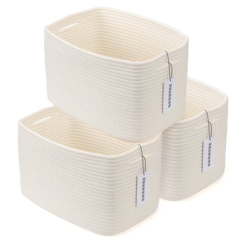 XUANGUO cotton rope storage basket with handles for tidy, movable shelving