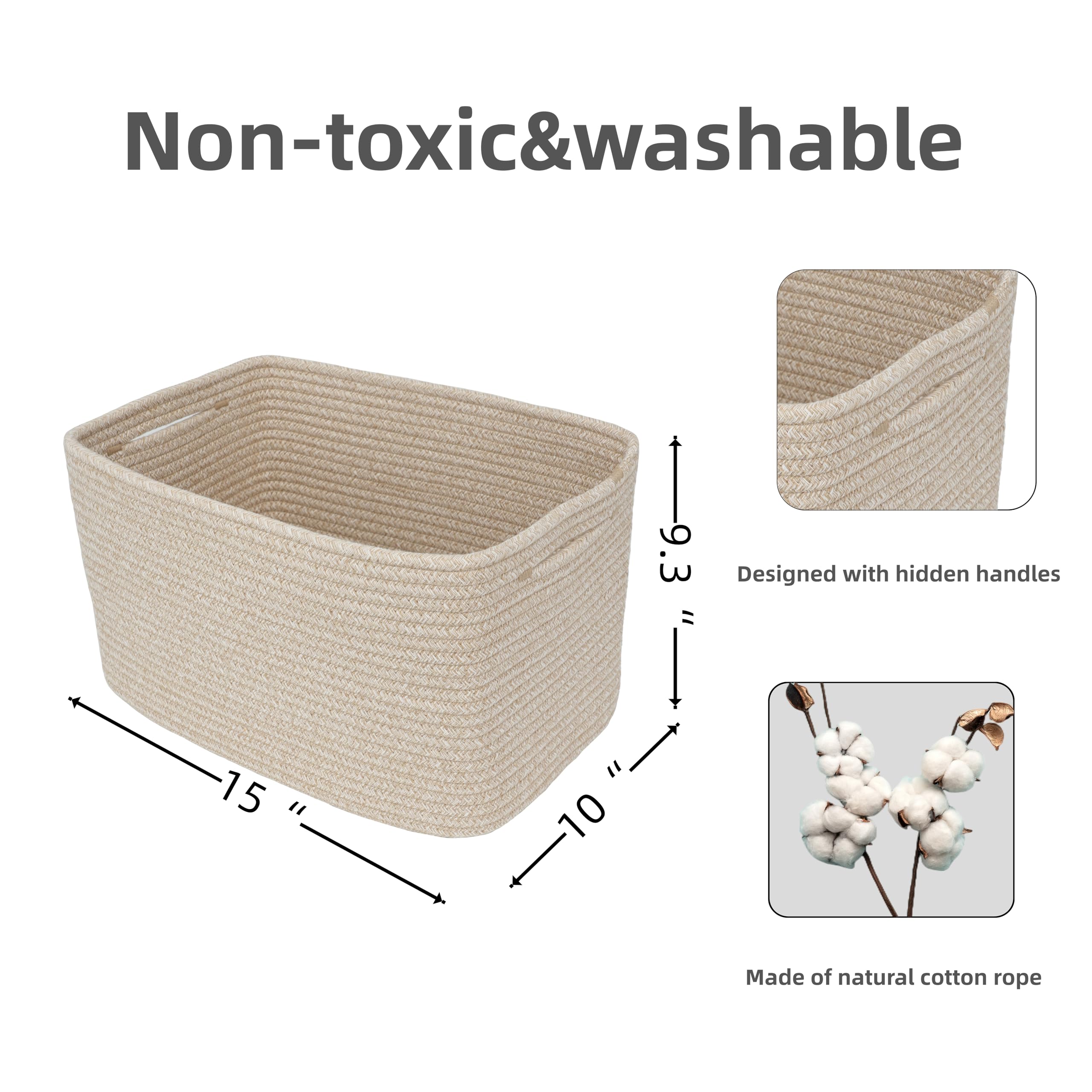 XUANGUO rope storage basket books bin reduces shelf clutter