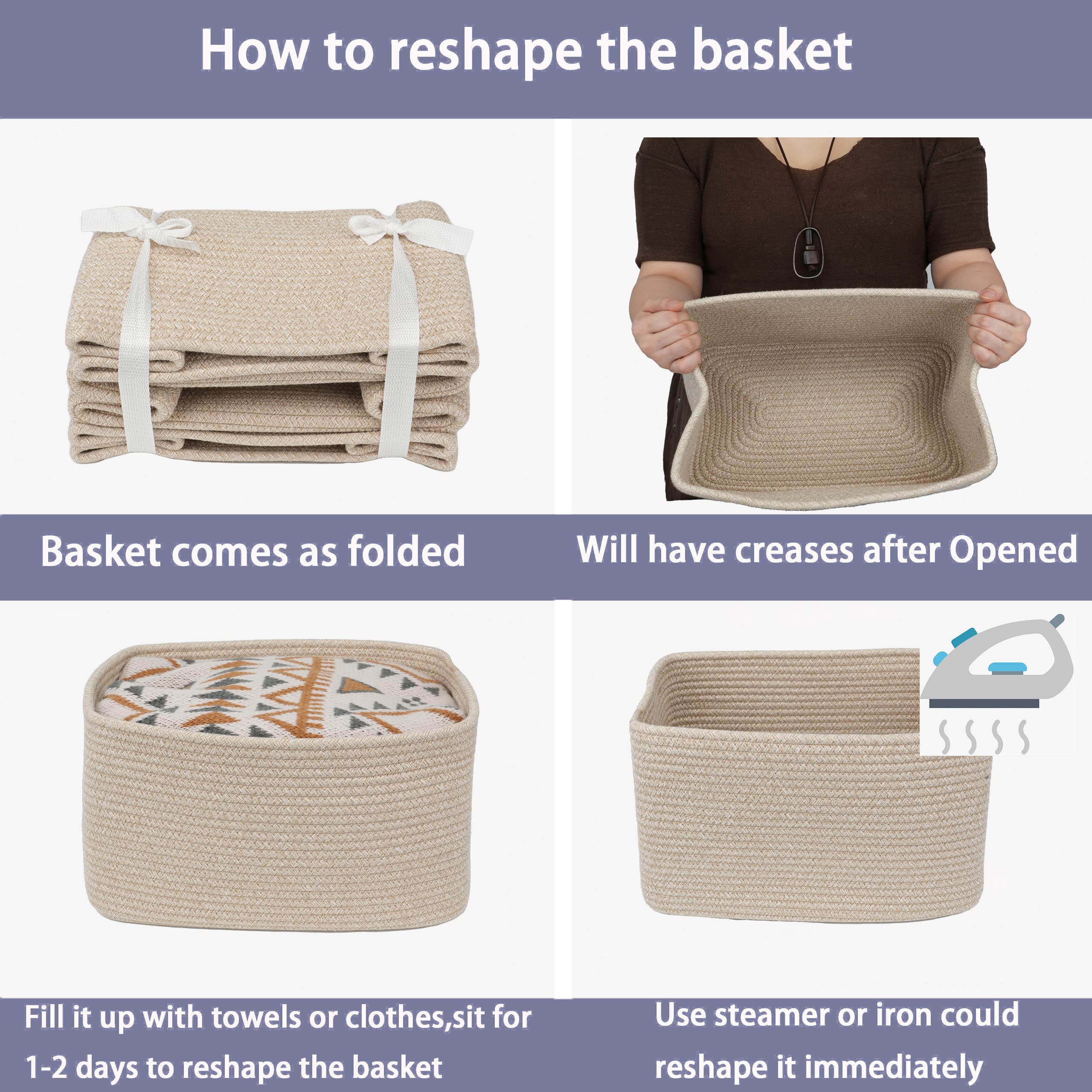 XUANGUO rope storage basket folded design reshapes with use