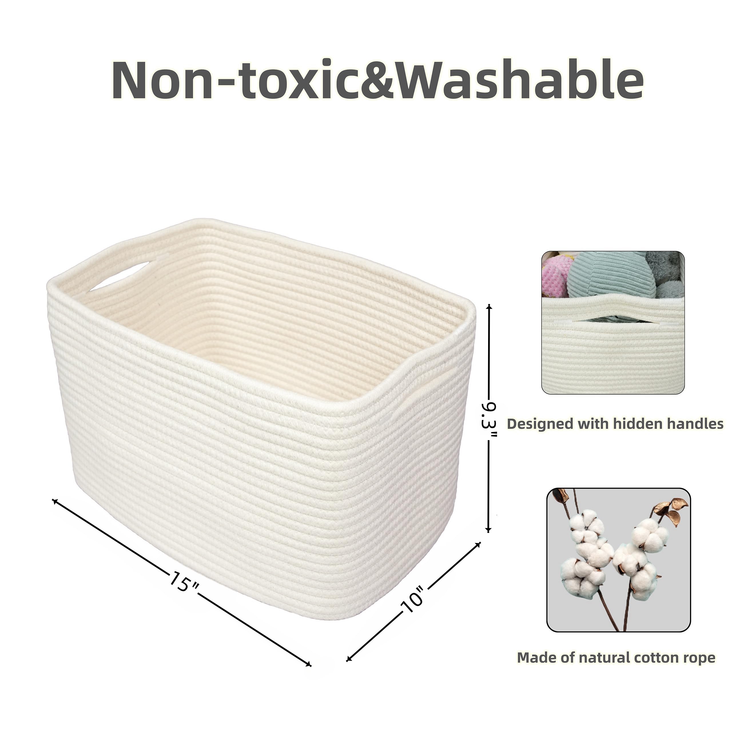 XUANGUO woven basket in soft cotton rope that folds for flexible storage