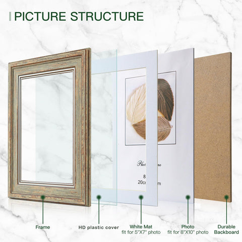 XUANLUO vintage distressed frame with easel back for tabletop or wall display.