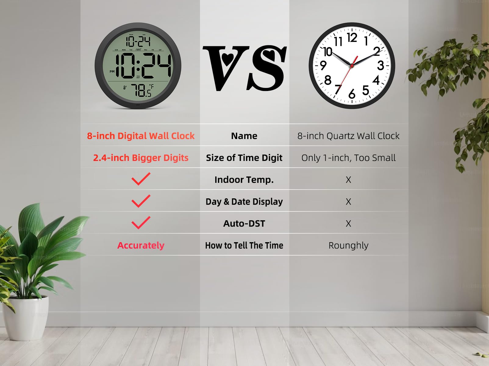 XUANZIT digital clock displays indoor temperature for quick comfort checks.