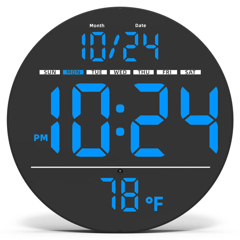 XUANZIT digital wall clock with 8-inch LED display provides clear time from across the room