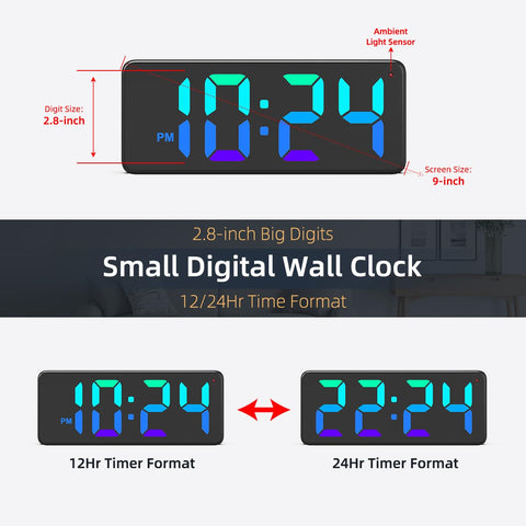 XUANZIT clock shows proper font spacing for clear viewing at a distance.