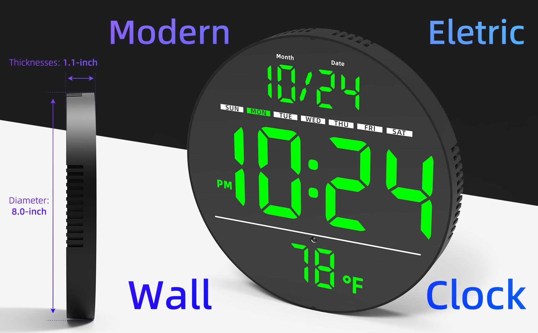 XUANZIT green date and time display helps keep schedules accurate