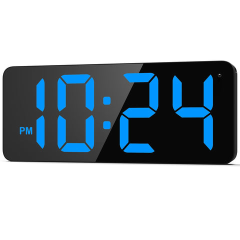 XUANZIT LED digital wall clock blue front view with large digits for easy viewing