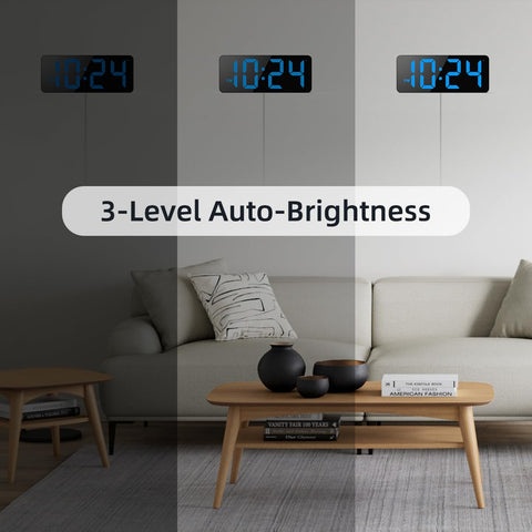 XUANZIT blue clock in kitchen setting demonstrates easy 12/24h switch