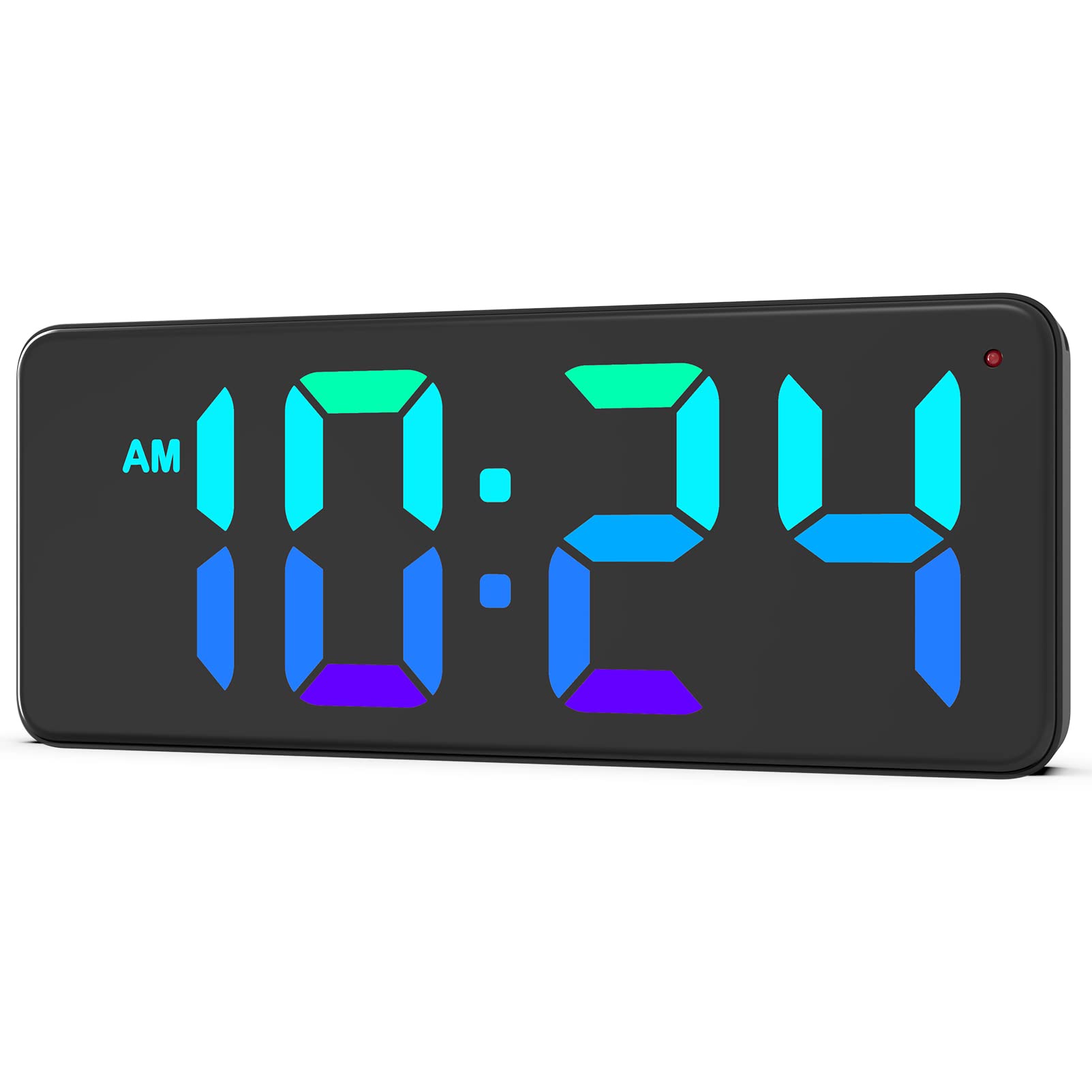 XUANZIT LED digital wall clock featuring dynamic RGB display enhances living room ambience.