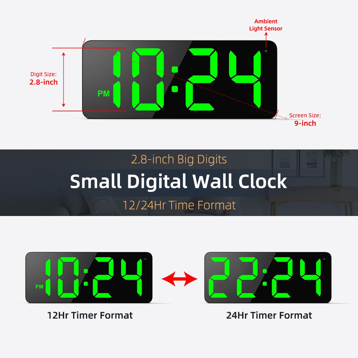 XUANZIT clock offering 12/24-hour format for versatile time display.