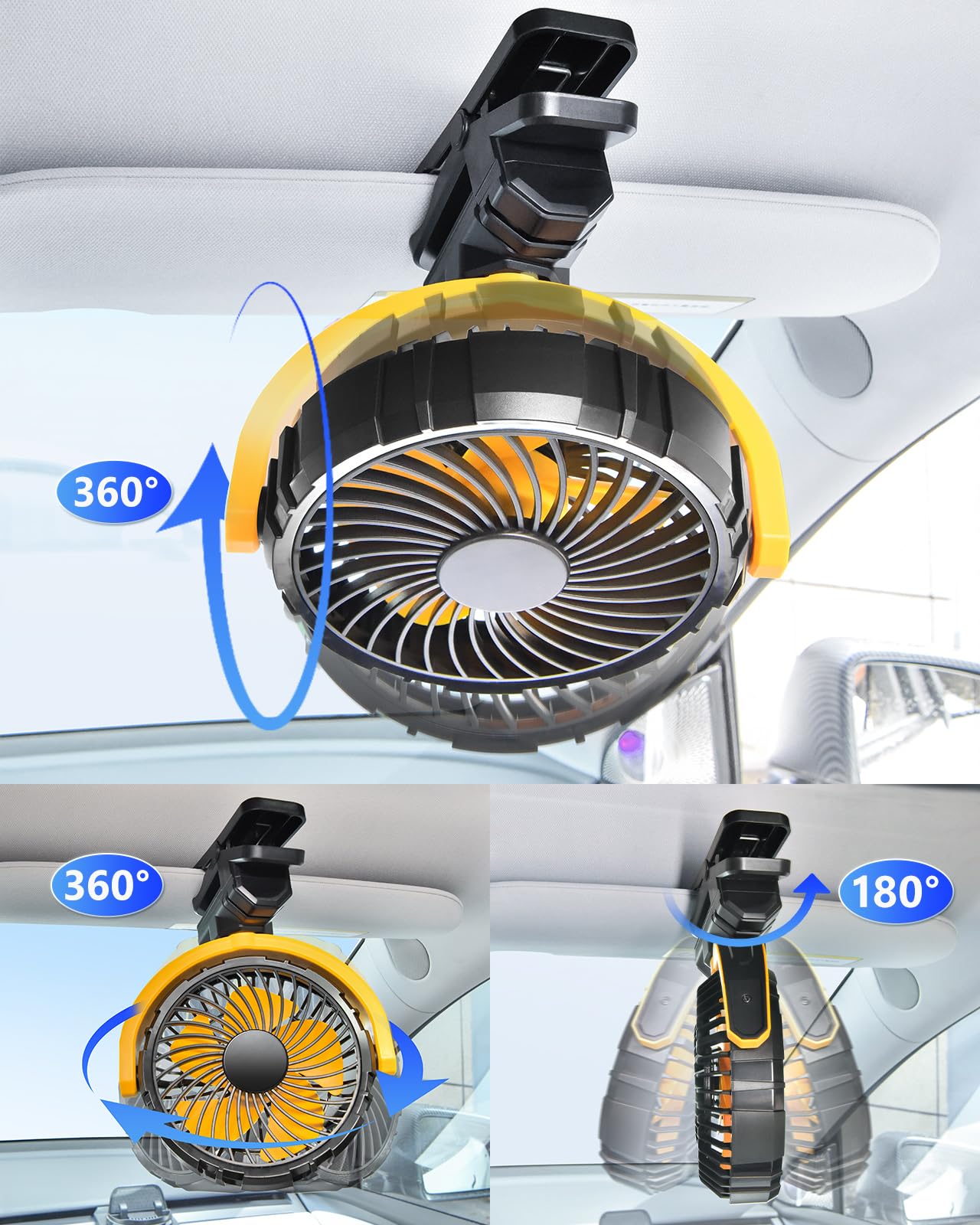 Xuenair battery-powered clip fan runs up to 8 hours on charge.