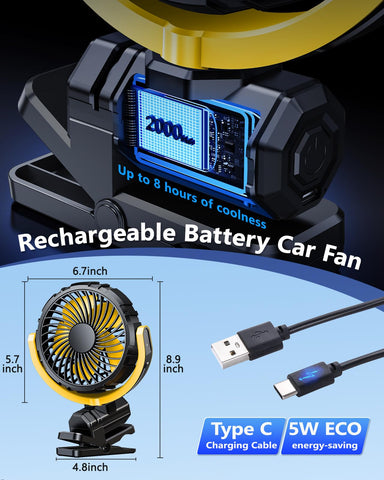 Xuenair Type-C charging keeps the fan ready for longer trips.
