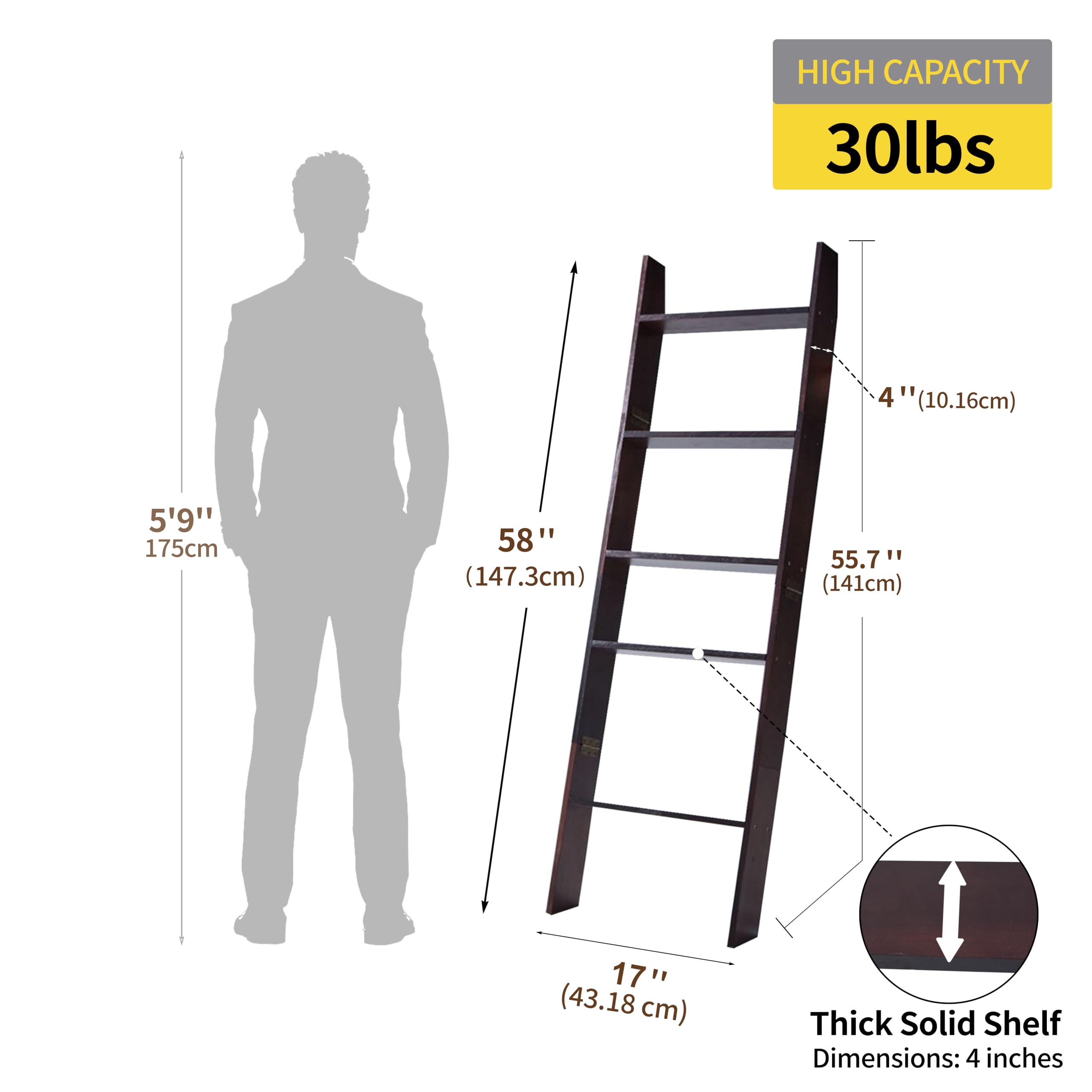 XUNIQUE wooden ladder with anti-slip pads protects floors while displaying quilts