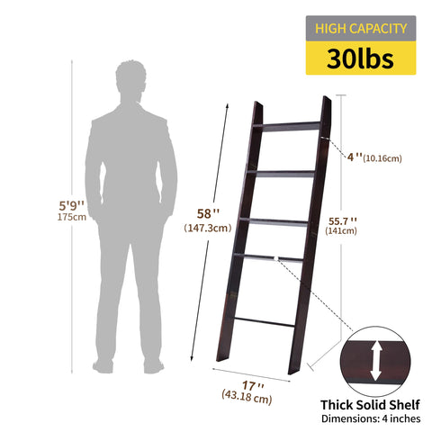 XUNIQUE wooden ladder with anti-slip pads protects floors while displaying quilts
