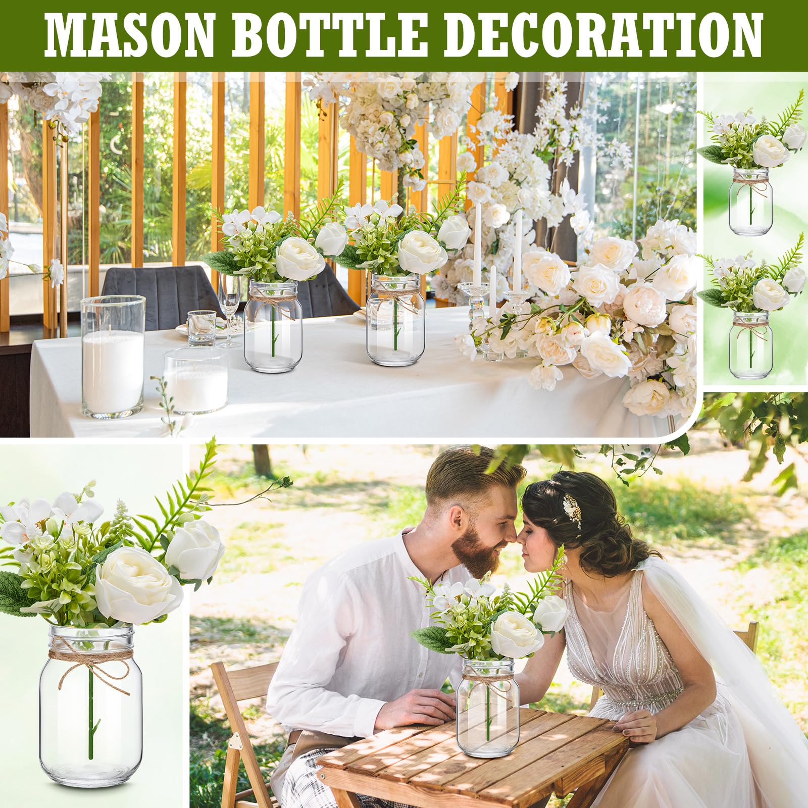 XunYee wedding reception decor with charming mason jars