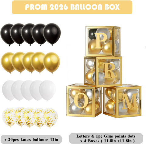 Xvvti gold transparent balloon boxes adding elegance to prom decor