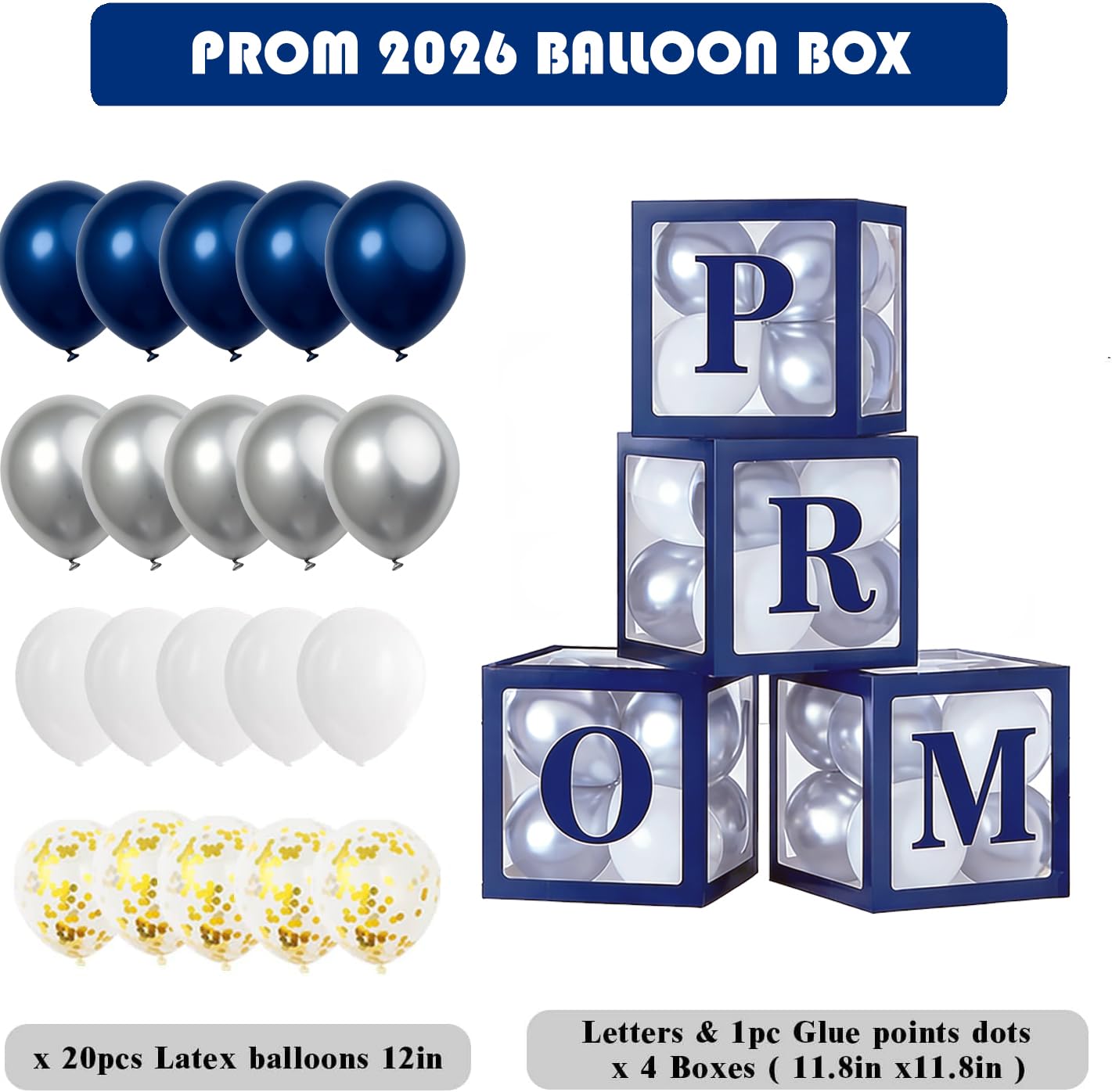 Xvvti Prom Boxes clear balloon boxes showcase a transparent, elegant display.