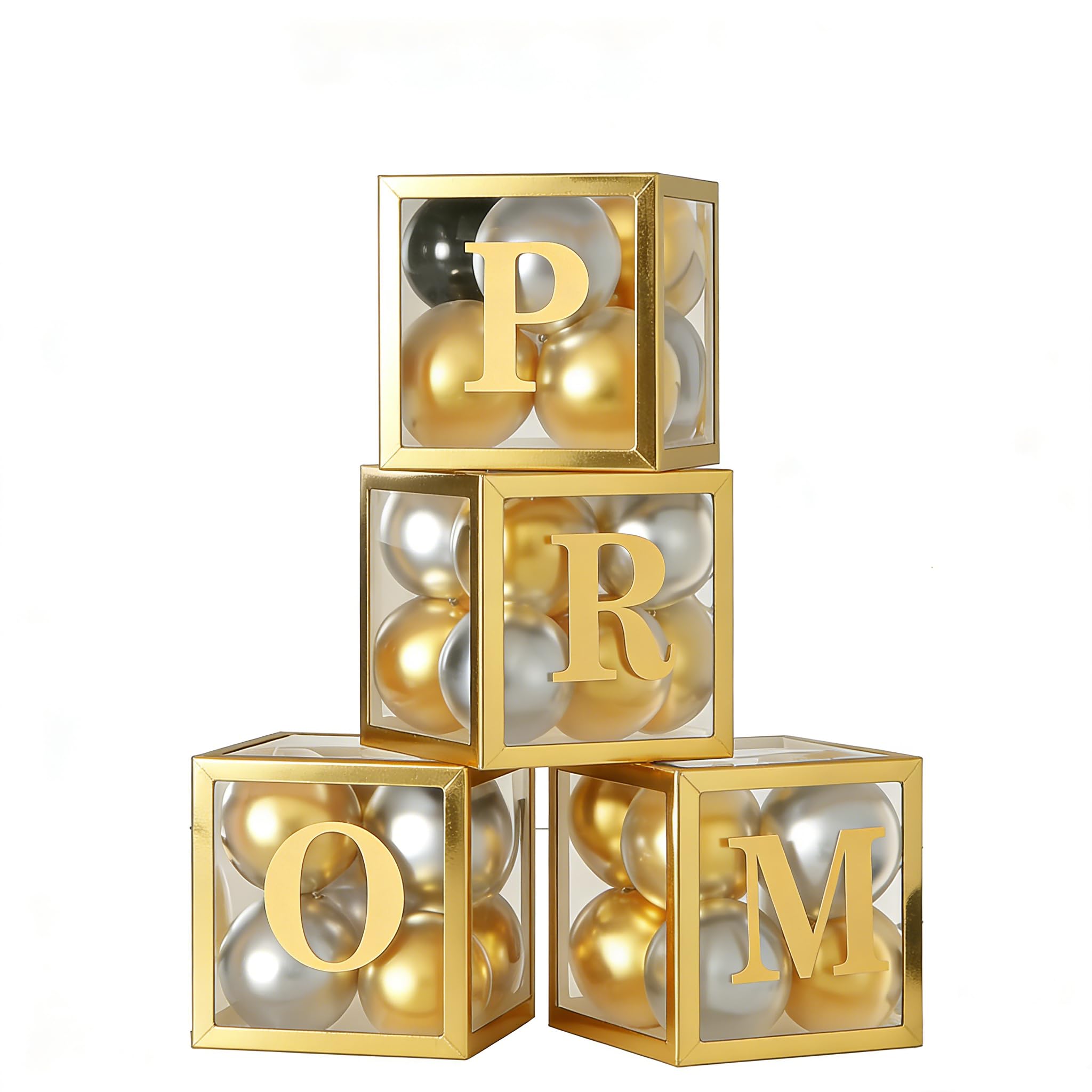 Xvvti prom boxes with letters arranged in a 4-pack for chic prom decor