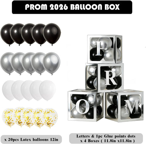 Xvvti silver balloon boxes ready for an easy, ready-to-assemble display.